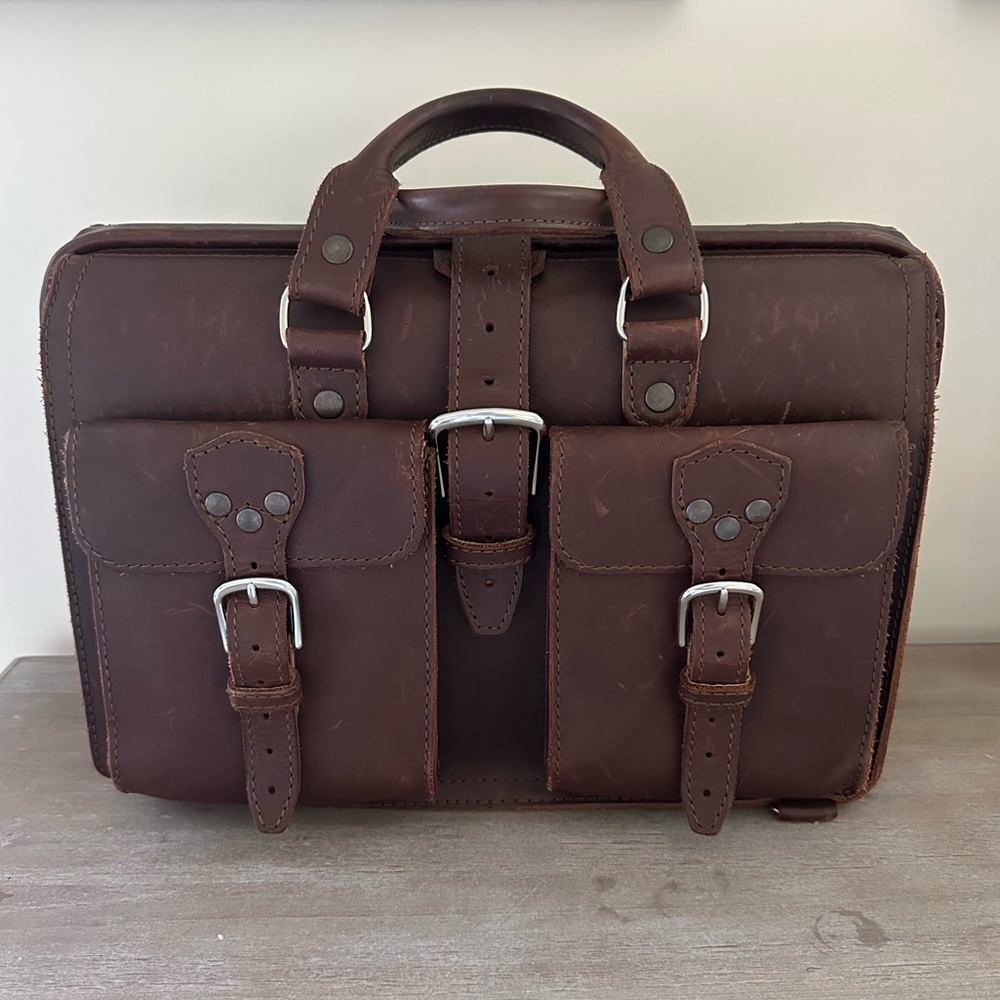Elegant Dark Brown Leather Briefcase for Men